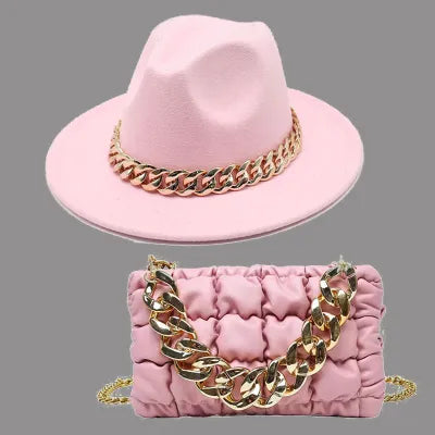 Celebrities Patchwork Chains Hat（Hat+Bag)