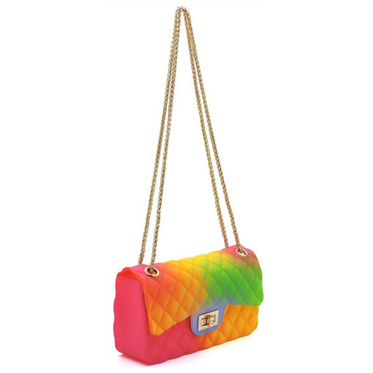 Quilt Embossed Multi Color Jelly Shoulder Bag