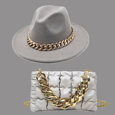 Celebrities Patchwork Chains Hat（Hat+Bag)