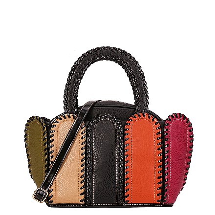 Warm winter Shawl and Stitched Color Block Patchwork Satchel