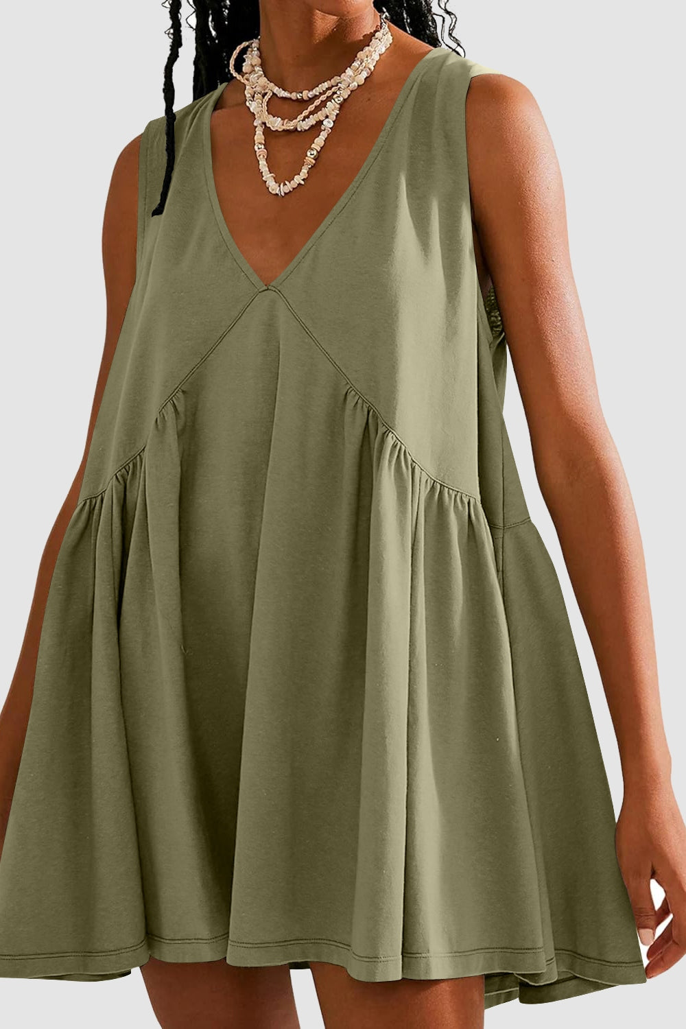 Plunge Wide Strap Mini Tank Dress