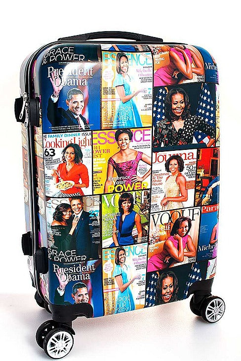 Bundle deal! Michelle Obama Carry-On Hardside Luggage and Multi-Compartment Wallet with Chain Stra