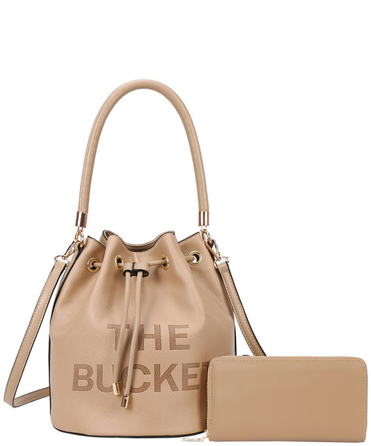 The Bucket Draw String Hobo -Shoulder Bag with Wallet