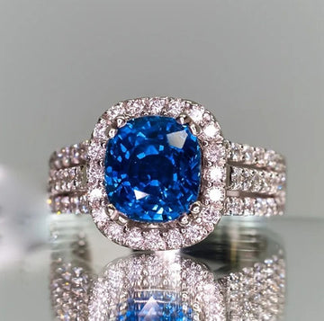 New Arrival Refined Blue Square Zircon Lady Wedding Dinner Ring Wrist Ring Holid