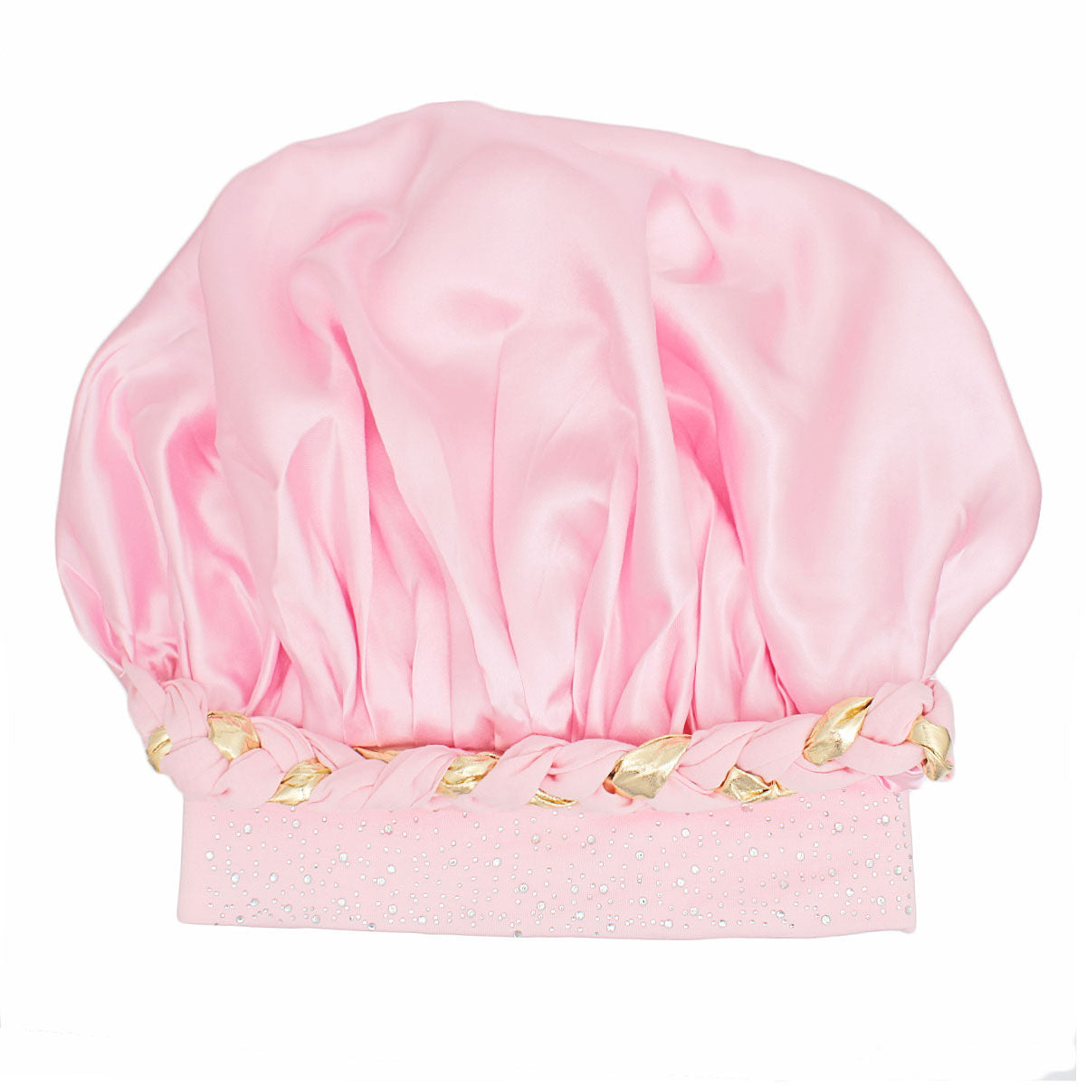 Bonnet Light Pink Gold Satin Wide Edge Braid Women