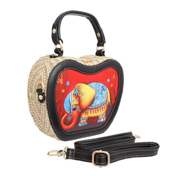 Hard Case Handbag Elephant Straw Bag for Women