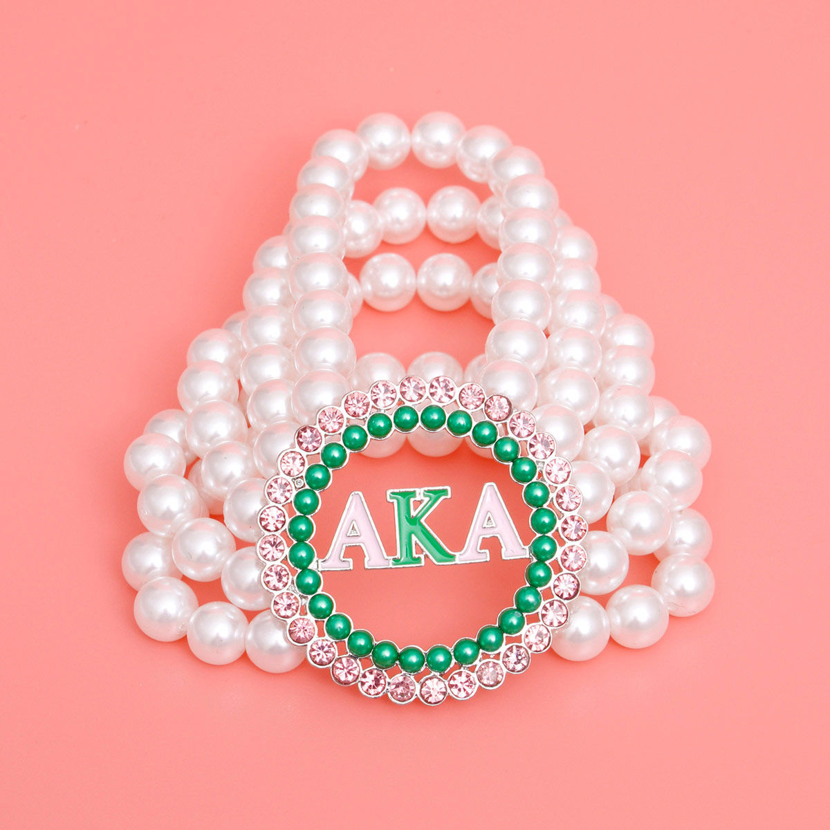 Pearl Bracelet Alpha Kappa Pink Green for Women