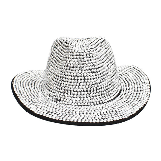 Fedora Black with Silver Rhinestone Bling Hat