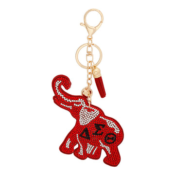 DST Sorority Elephant Red Padded Keychain