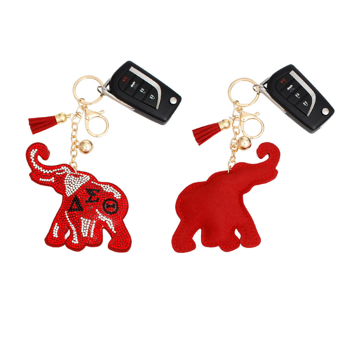 DST Sorority Elephant Red Padded Keychain