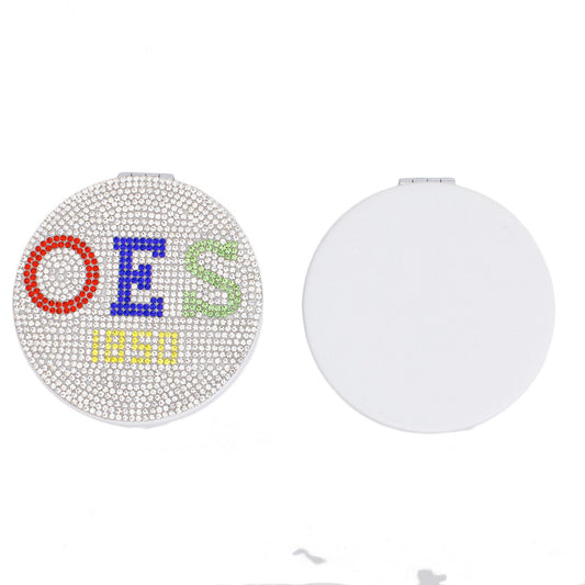 OES Sorority White Bling Mirror Compact