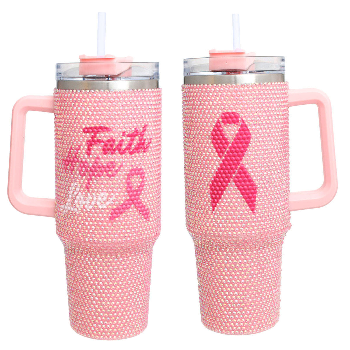 Breast Cancer Pink Bling 40.5 oz Tumbler Cup