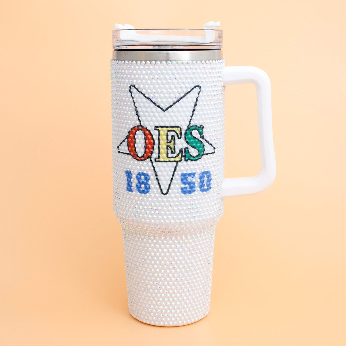 OES Sorority White Bling 40.5 oz Tumbler Cup