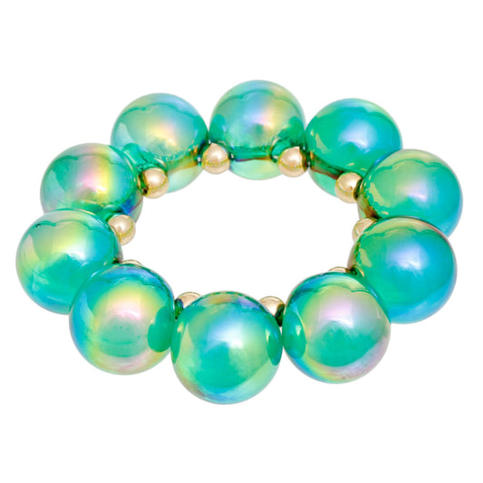 Bracelet Green Iridescent Bubble Ball Bead