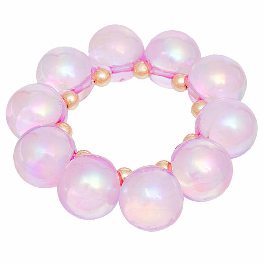 Bracelet Purple Iridescent Bubble Ball Bead