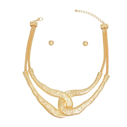 Necklace Gold Looped Metal Modern Chain Set Women