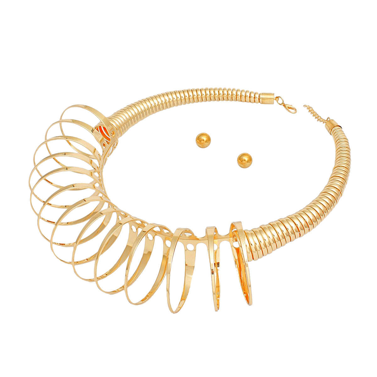 Collar Gold XLarge Coiled Wire Modern Necklace