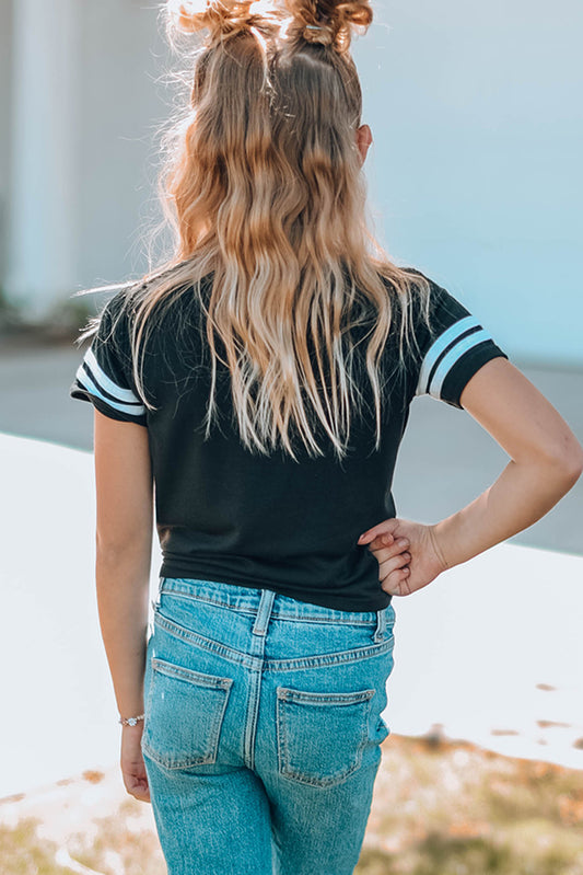 Alina's Striped Tie Front T-Shirt