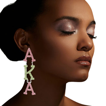 Dangle Pink Green Large AKA Earrings for Women