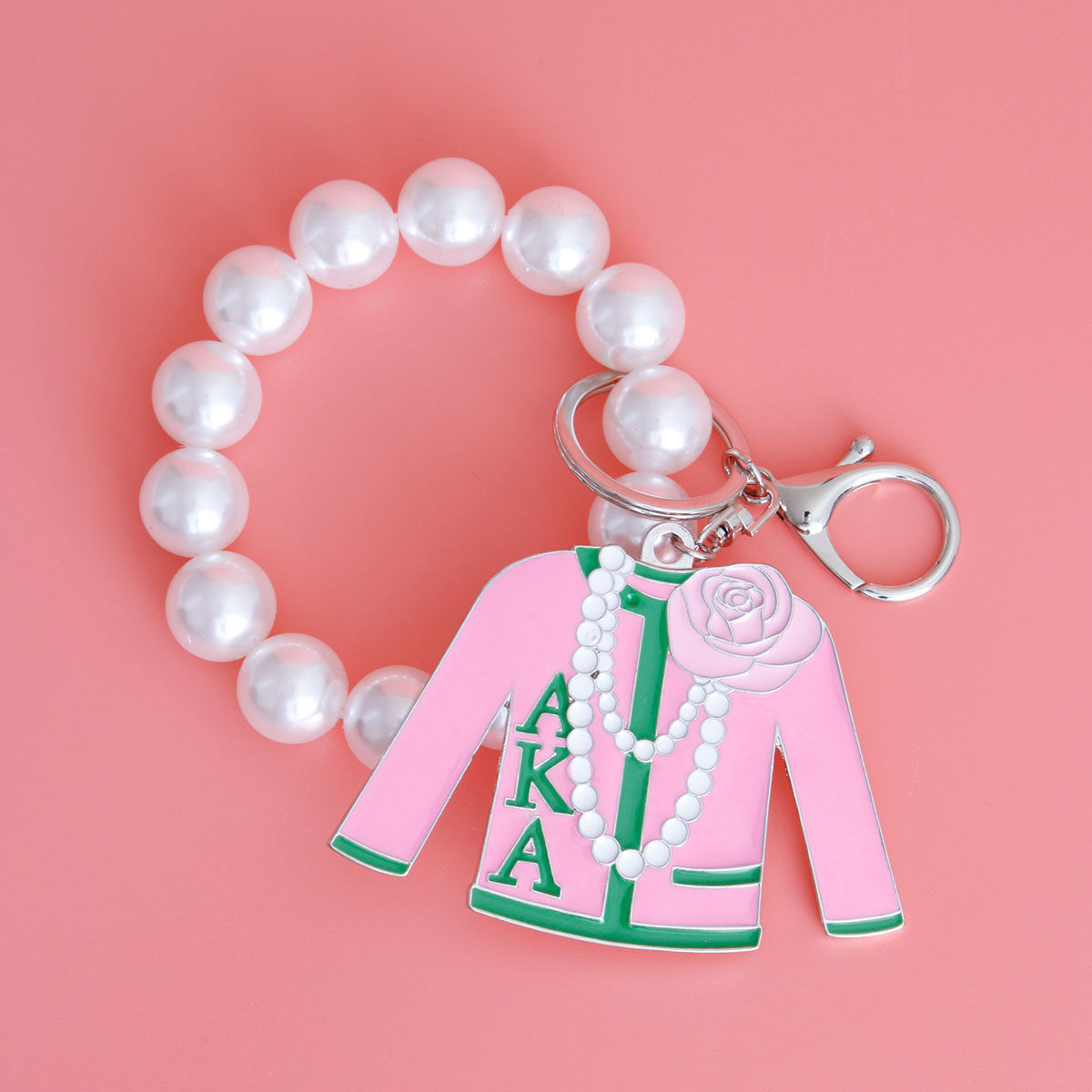 Pink Green Sorority Keychain