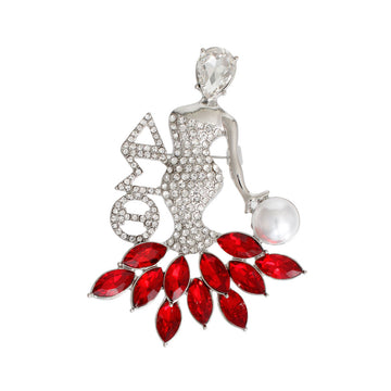 Red Silver Woman Sorority Pin