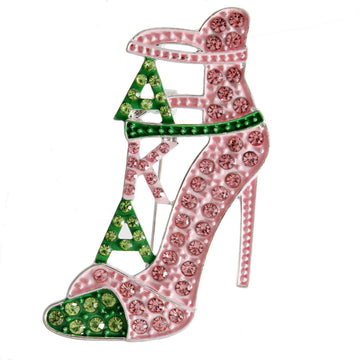 Pink Green Heel Sorority Brooch