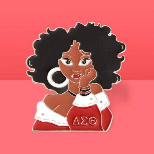 Red White Curly Hair Woman Pin