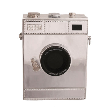 Shiny Silver Camera Handbag