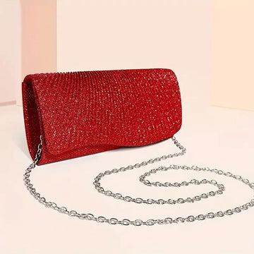 Clutch Red Ruched Evening Bag for Women